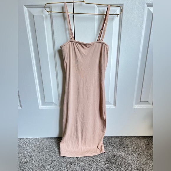 Vassarette Soft Beige Shapewear Slip Dress - Picture 1 of 10